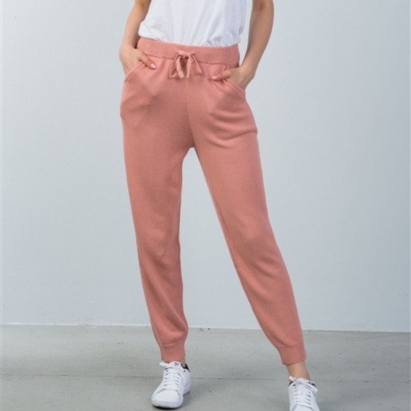Pink Knitted Jogger Pants - Picture 2 of 4